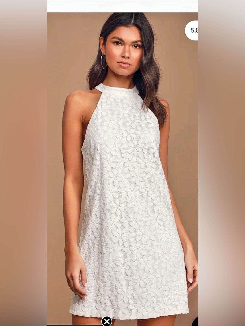Lulus All My Adoration White Lace Halter Shift Dress Large - CoquetteCore/Bridal